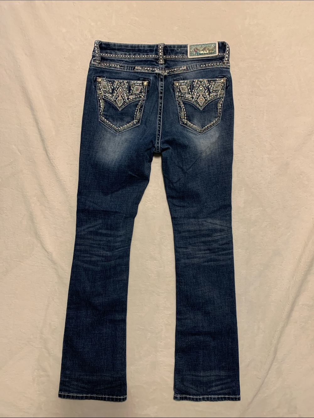 Grace LA rhinestone embellished jeans 27 boot cut